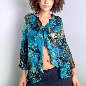 Teal Boho Long Sleeve Top